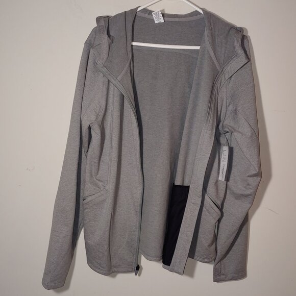NWT Xersion Winter Fleece Fitted Jacket  With Hoodie Grey Size XL - Picture 2 of 6
